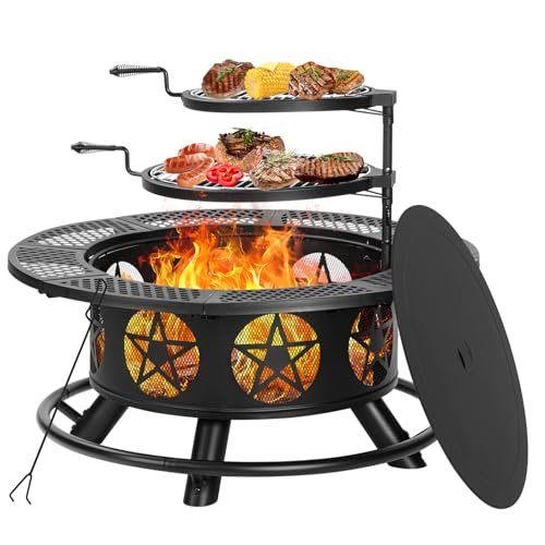 Outvue 36 Inch Outdoor Fire Pits with 2 Grills