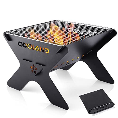 Odoland Camping Campfire Grill, Portable Folding Charcoal...