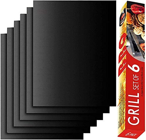 RENOOK Grill Mat Set of 6, Non-Stick, for Grilling.